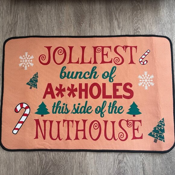 1(love) Jolliest Bunch of A$$holes Christmas Novelty Floor Mat - Picture 1 of 3